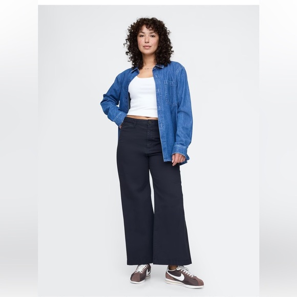 GAP Dark Blue High Rise Stride Wide-Leg Pants - Picture 1 of 7